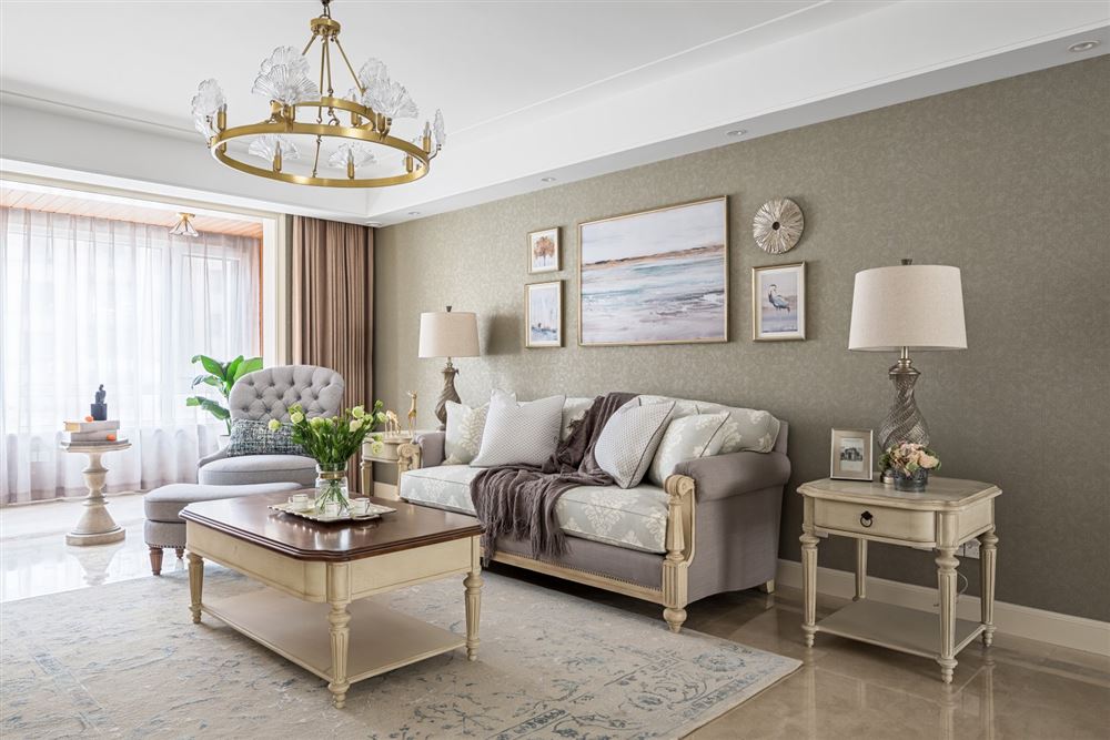 装修设计君汇熙庭132平方米三居-美式复古风格室内家装案例效果图