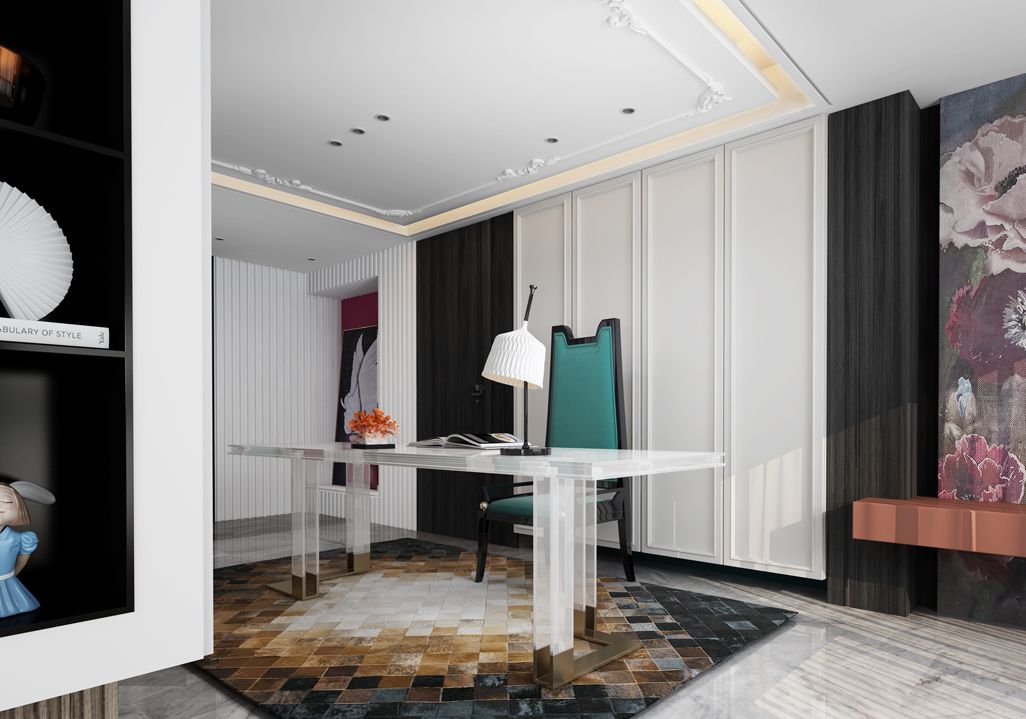 时尚轻奢风格家装设计室内装修效果图-书房 时尚轻奢风格家装设计室内装修效果图-书房