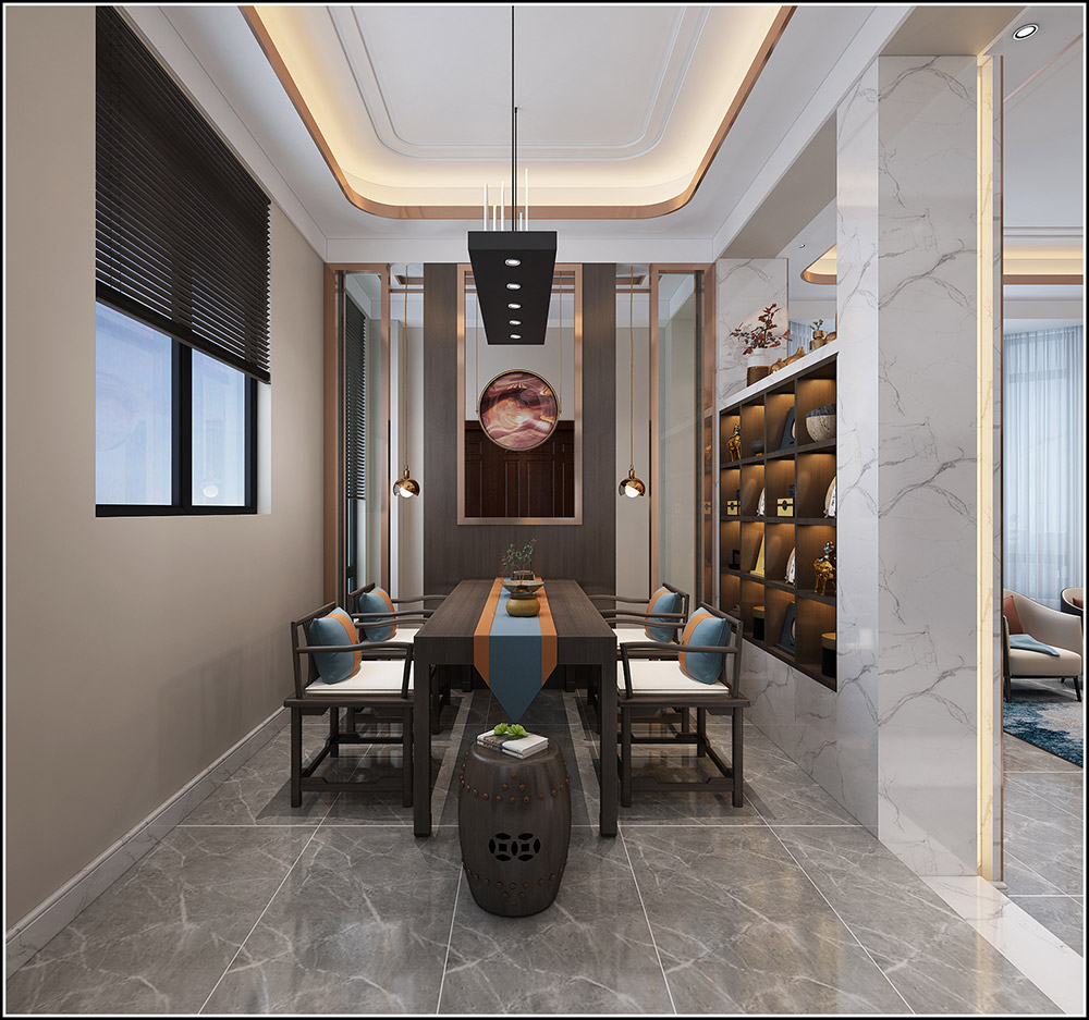 轻奢风格别墅装修效果图-格林天成别墅400平米-餐厅 轻奢风格别墅装修效果图-格林天成别墅400平米-餐厅