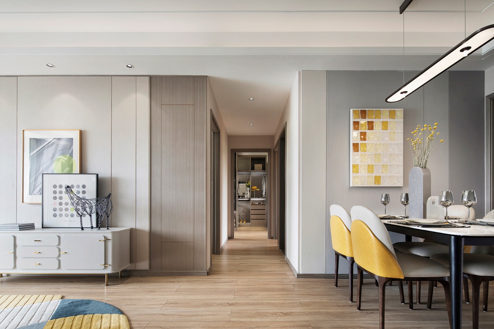 现代北欧风格室内家装案例效果图-客厅走廊 现代北欧风格室内家装案例效果图-客厅走廊