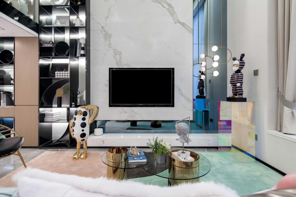 现代轻奢风格室内家装案例效果图-客厅 现代轻奢风格室内家装案例效果图-客厅