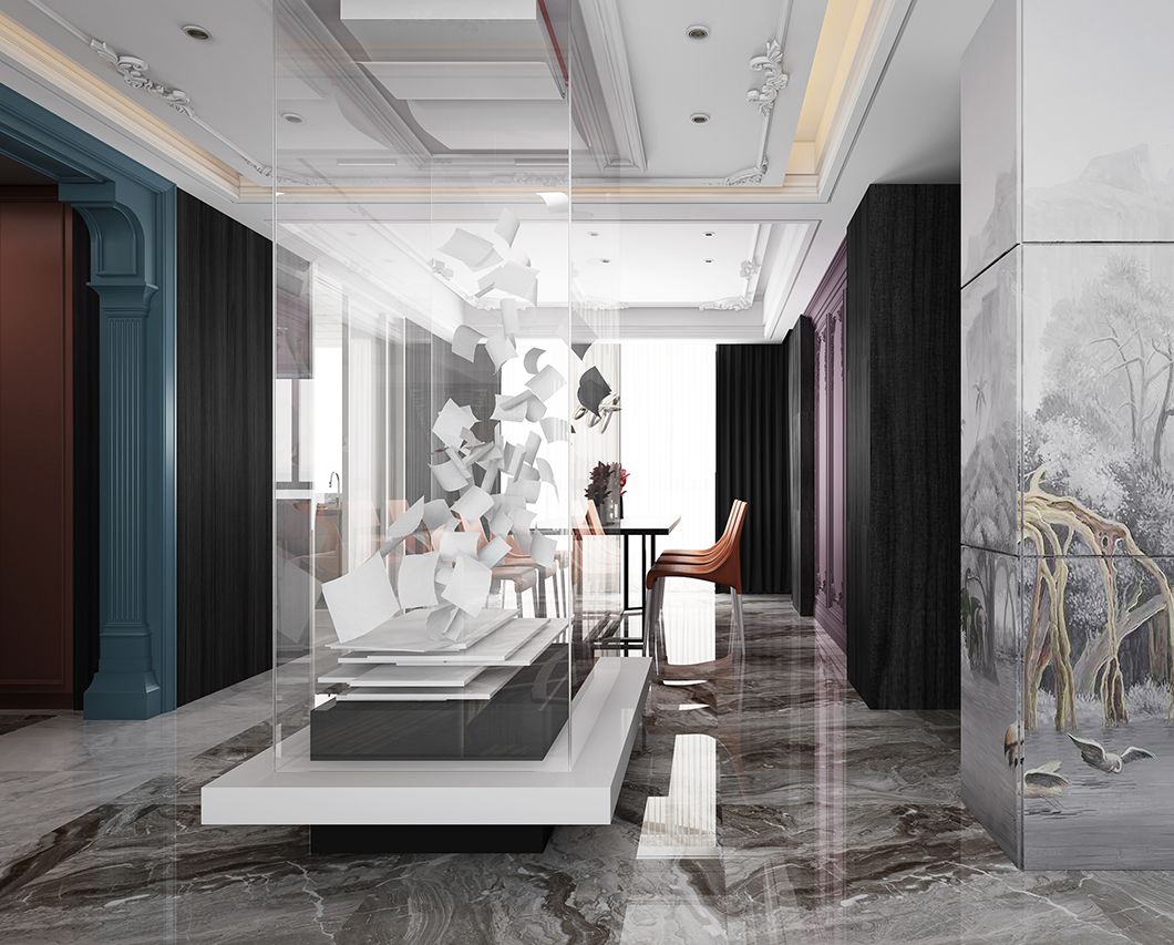 时尚轻奢风格家装设计室内装修效果图-玄关 时尚轻奢风格家装设计室内装修效果图-玄关